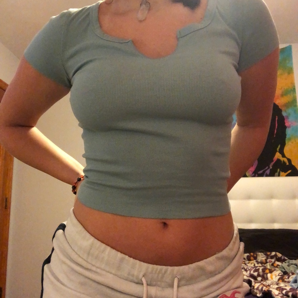 Cute N sexy baby blue fitted T